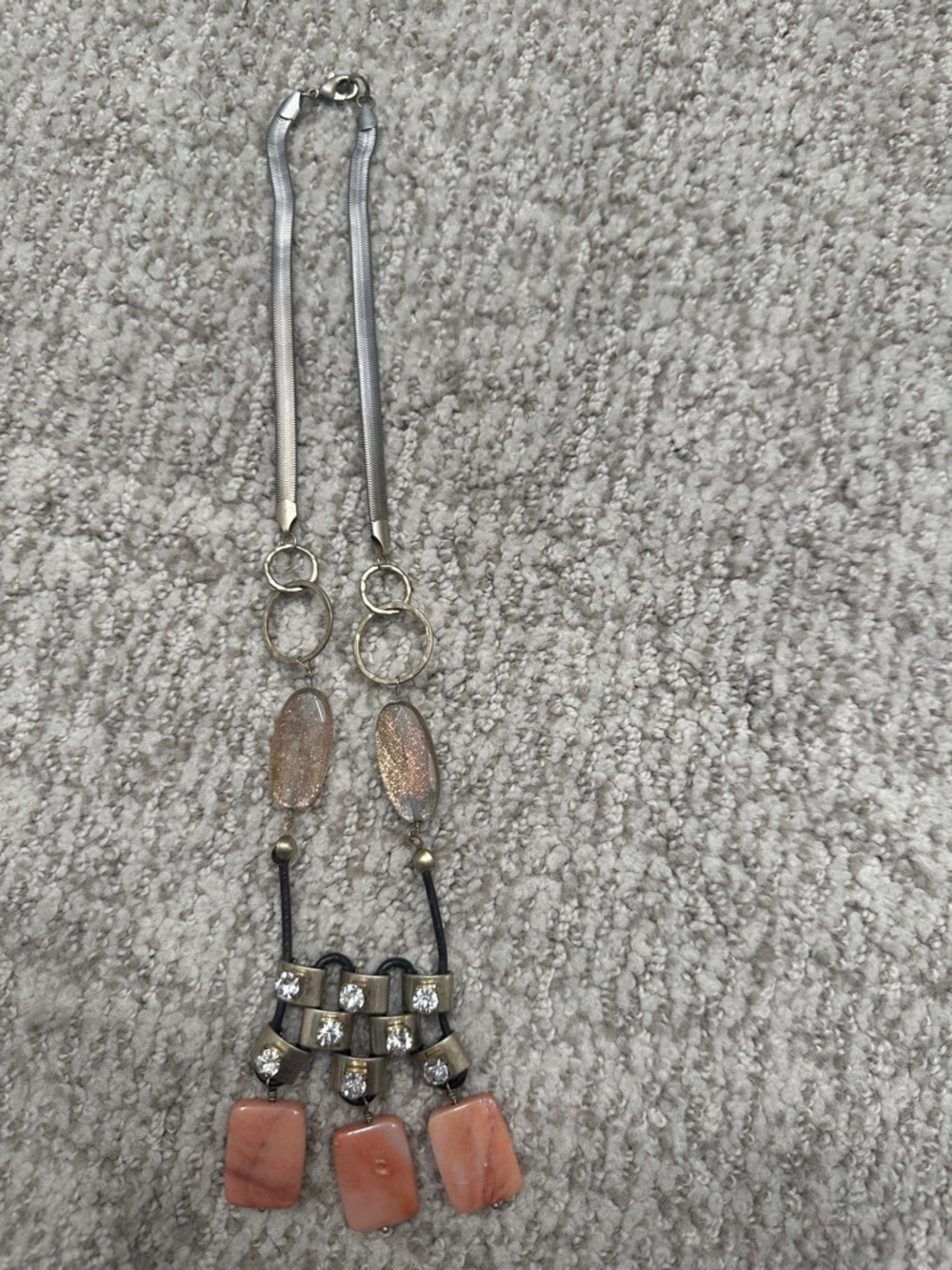 JCREW Beaded Pink Stone Drop Necklace -